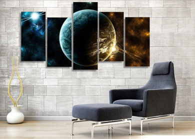 5 Piece HD Printed Planet Universe Starry Sky Painting Canvas Print Room Decor Print Poster Picture