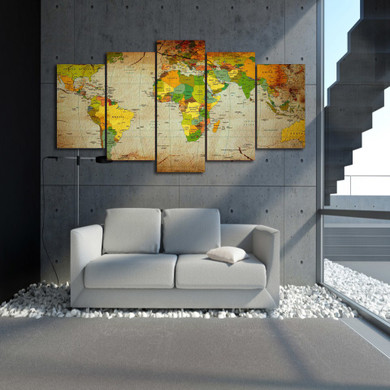 HD Printed 5 Piece Painting Map Group Painting Wall Art Room Decor Print Poster Picture