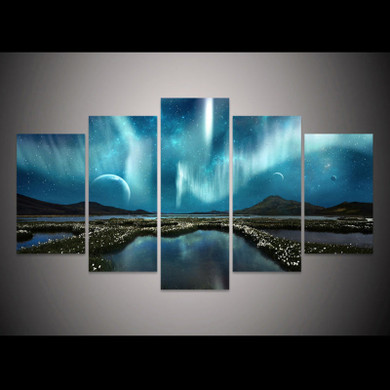 Wall Pictures Painting Modular Art 5 Panel Aurora Landscape HD Modern Printed Canvas