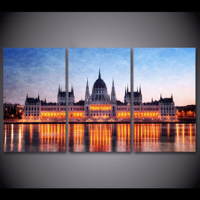 Modern Canvas Pictures HD Printed Wall Art 3 Pieces Water European Style Palace Landscape