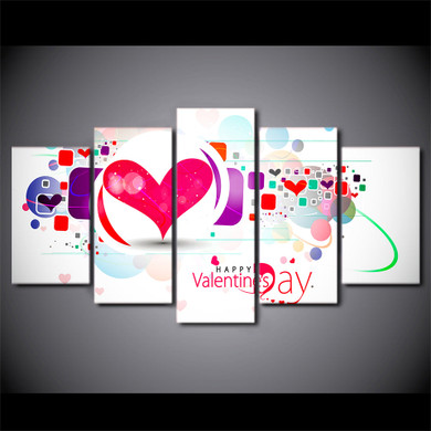 HD Printed 5 Piece Canvas Art Valentines Heart Painting Canvas Wall Pictures