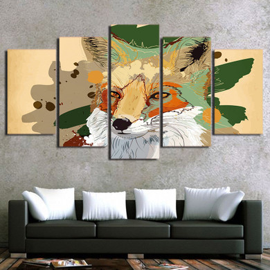 HD Printed 5 Piece Canvas Art Abstract Wolf Painting Wall Pictures Decor Modular Painting