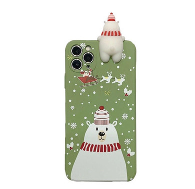 Cute 3D Cartoon Christmas Santa Reindeer Tree Phone Case For iPhone