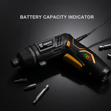 Black Cordless Electric Household Rechargeable Battery Screwdriver With LED Torch
