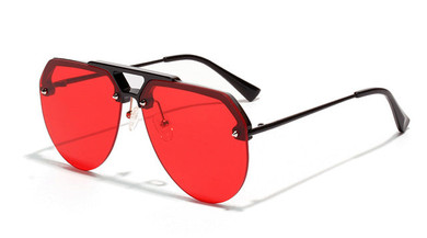 Semi-Rimless Half Frame Retro Metal Sunglasses