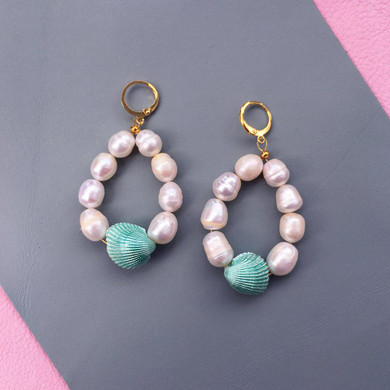 Candy Shell Pearl Earrings