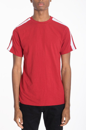 DUAL STRIPE TEE- RED/WHITE