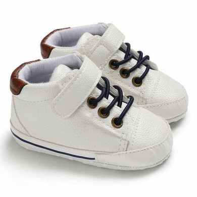 Baby Boy Soft Sole Leather Crib Shoes