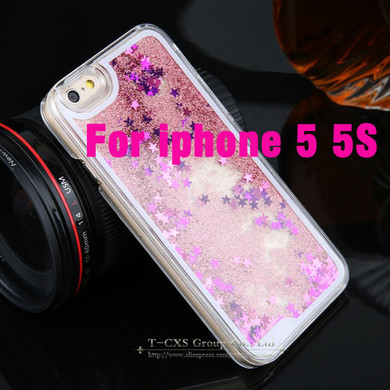For iphone 5C New Clear Cellphone Back Cover Case Dynamic Liquid Glitter Sand Quicksand Star For iphone 5C Phone cases J0083