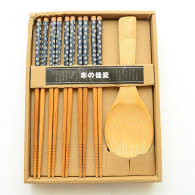 Zakka Family Kitchen Tableware Quality Nanmu Wood Japanese Chopsticks And Spoon Set For Sushi,Gift Box Pack