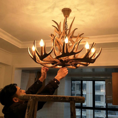 Rustic Antler Design Candle Chandelier