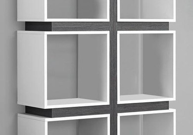 12" x 33'.5" x 71'.25" White, Grey, Particle Board, Hollow-Core -