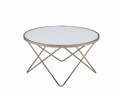 34" X 34" X 18" Frosted Glass Champagne Coffee Table