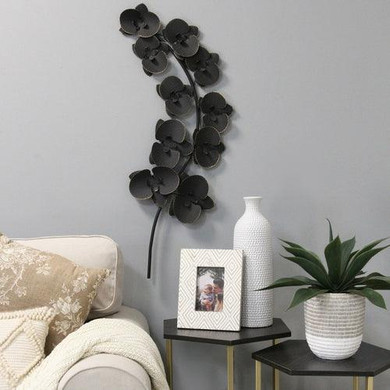 15.16" X 2.17" X 36.61" Black  Metal Wall Décor
