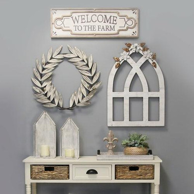 24.8" X 1.38" X 22.44" White Metal Wall Décor