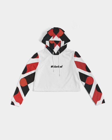 Wakerlook Red and Black Women's Cropped Hoodie