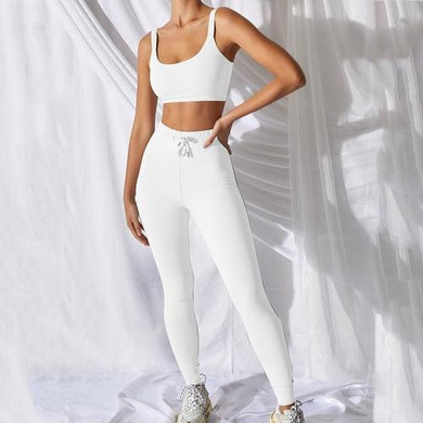Summer Sport Set Women Outfits Skinny Short Sleeve Crop Top And Pants
