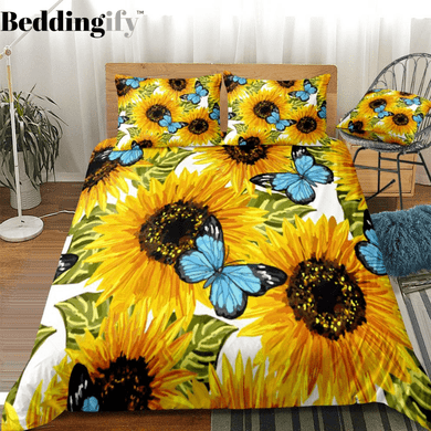 Butterflies Sunflower Bedding Set