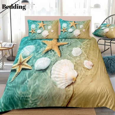 Starfish and Seashell in Sea Water Bedding Set