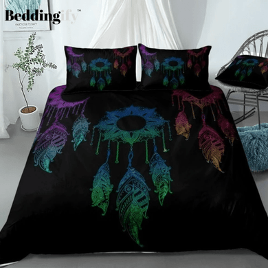 Rainbow Feathers Boho Dreamcatcher Bedding Set