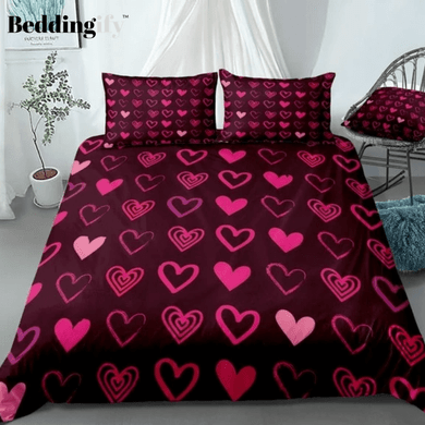Red Hearts Romantic Love Bedding Set