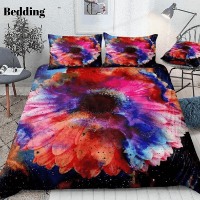 Colorful Galaxy with Flower Bedding Set