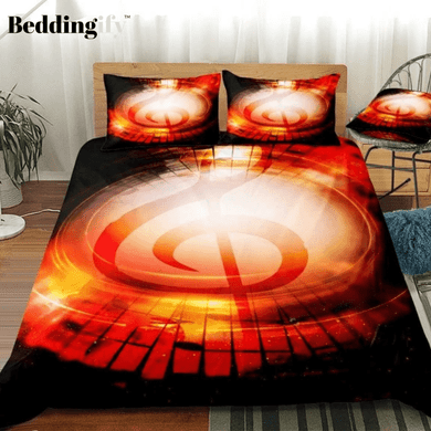 3D Red Music Notes Bedding Set