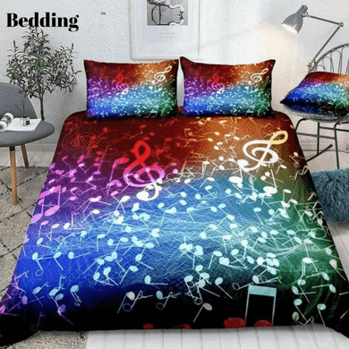 Rainbow Music Notes Bedding Set