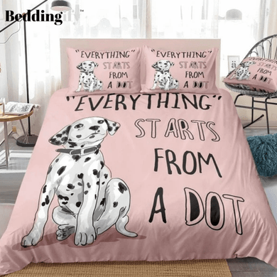 Cartoon Dog Pink Bedding Set