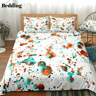 Watercolor Splatter Abstract Boho Bedding Set