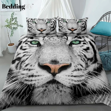 3D White Tiger Bedding Set