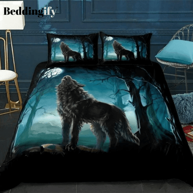 Night Moon Wolf Bedding Set
