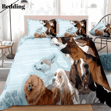 Dogs Blue Bedding Set