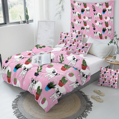 Bulldog Pink Dots Bedding Set