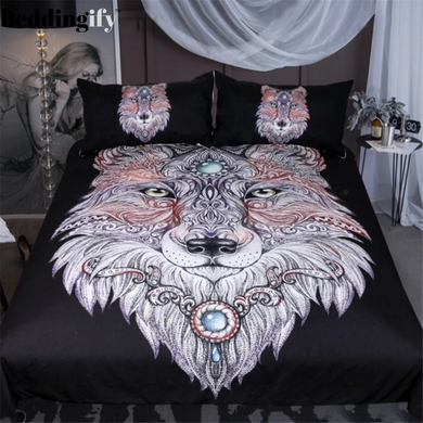 Tattoo Head Wolf Bedding Set