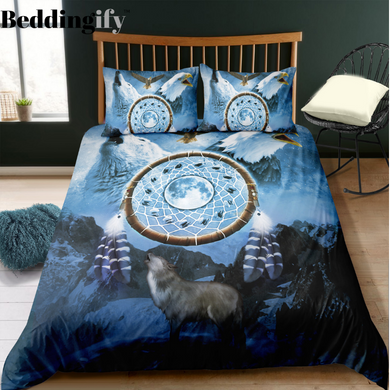 Dreamcathcer Eagle and Wolf Bedding Set