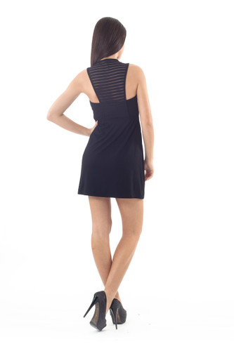 Stripe & Sheer Detail Mini Dress