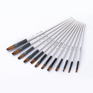12 pcs/set Nylon Hair Watercolor Paint Brush Pen Set for Learning DIY Wooden Handle Oil Acrylic Painting Art Brushes Supplies