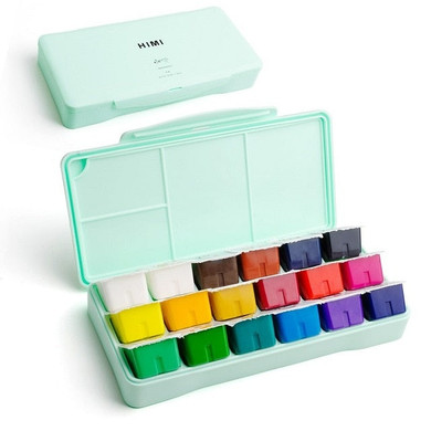 MIYA 18 Colors Gouache Paint Set  30ml Portable Case with Palette Gouache Watercolor Painting for Artists Students Non-Toxic