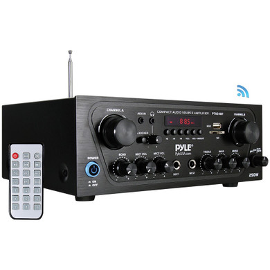 Pyle Home Compact Bluetooth Audio Stereo Receiver With Fm Radio