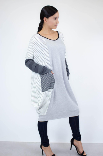 Color Block Tunic Top With Pockets