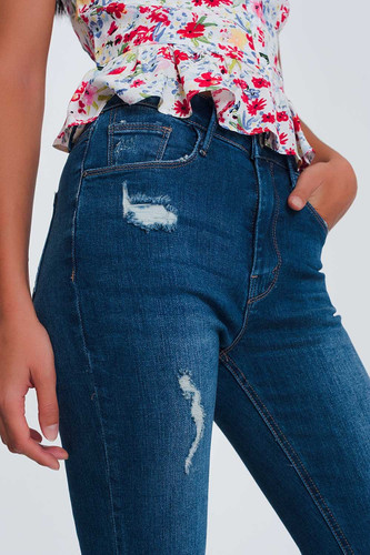 Skinny Jeans With High Waist in Light Blue