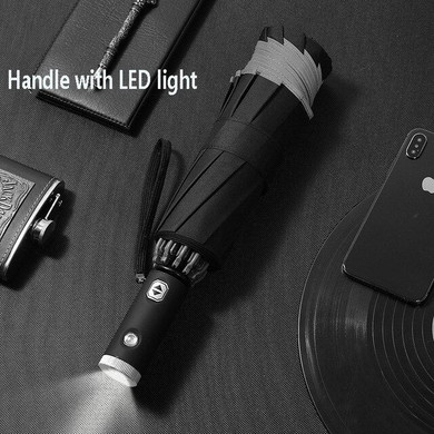 VIP Drop Shipping Men's Automatic Car Umbrella Foldable Windproof With Flashlight Business Umbrella Creative LED Light