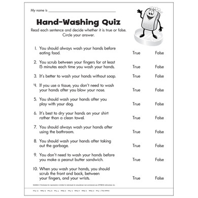 Hand-Washing Quiz Free Printable