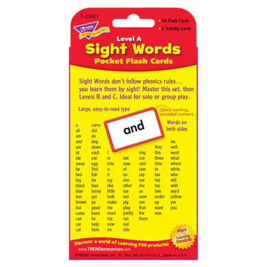 Sight Words – Level A Pocket Flash Cards