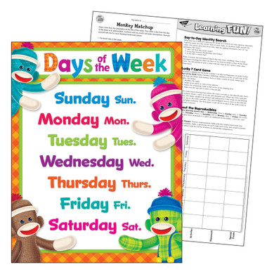 Days of the Week Sock Monkeys Learning Chart