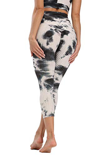 JGS1996 Women's High Waist Yoga Pants Tummy Control Workout Ruched Butt Lifting Stretchy Leggings Textured Booty Tights
