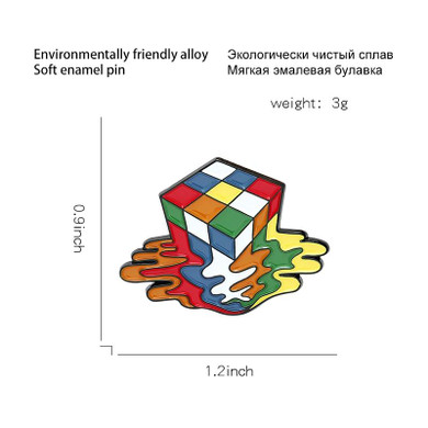 Melty Rubic Cube Enamel Pin