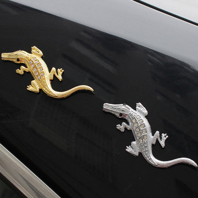 3D Metal Crocodile Rhinestones Car Styling Stickers Auto Decals Decorations