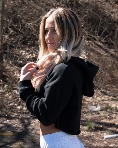Women’s Crop Top Hoodie // Black
